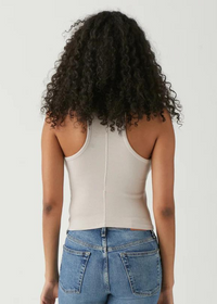 Michael Stars Pina Crop Tank-Cement-Hand In Pocket