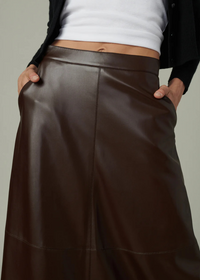 Joe's Jeans - The Tavi Leather Skirt-Coffee Bean-Hand In Pocket