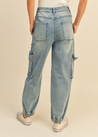 Grayson Denim Utility Jogger Pants-Hand In Pocket