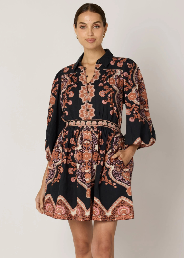 Cleobella Leigh Mini Dress- Dark Lagos Print ***FINAL SALE***  Hand In  Pocket