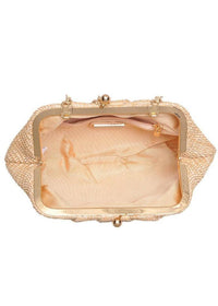 Triana Straw Frame Clutch: Natural-Hand In Pocket