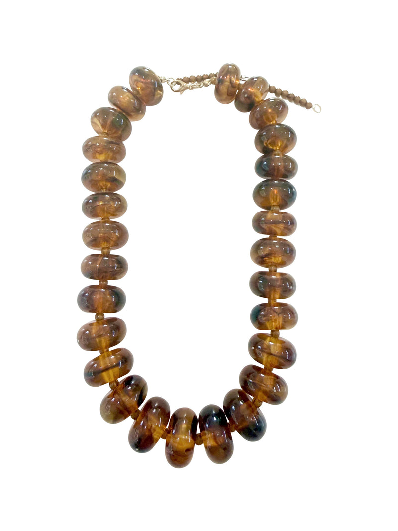 Marlan Chunky Beaded Necklace - Tortoise-Hand In Pocket