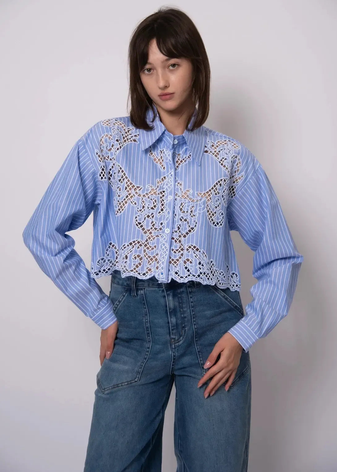 RD Style Ayama Shirt - Riviera Azure-Hand In Pocket