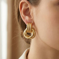 Sloane Interlinked Hoops- Gold-Hand In Pocket