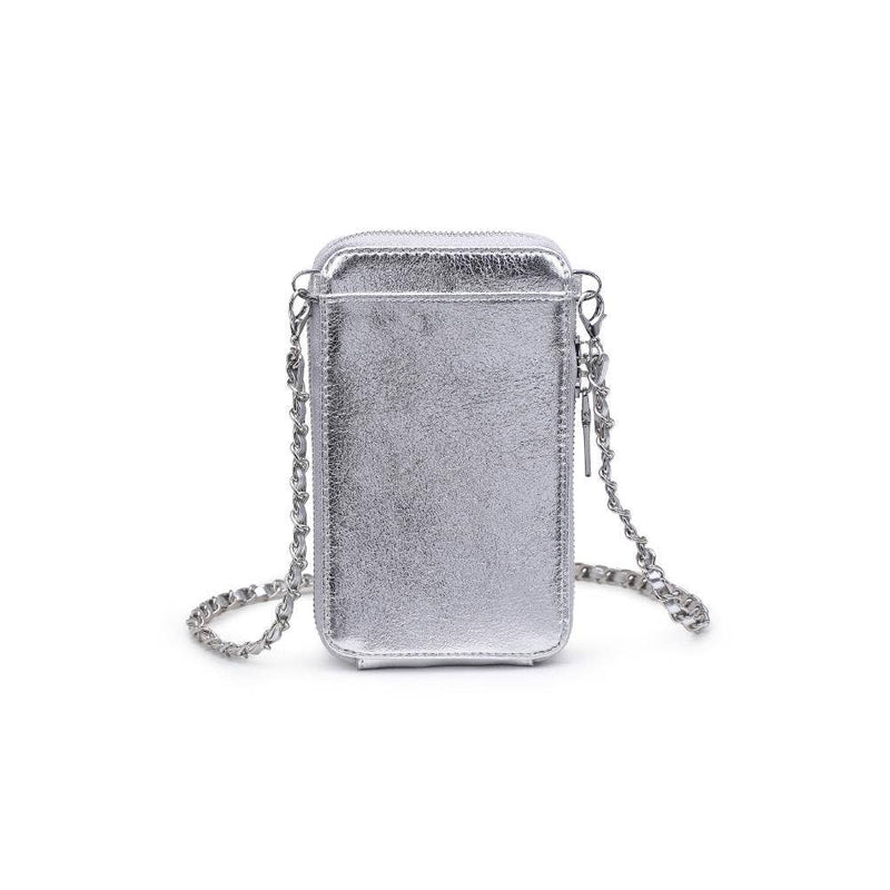 Bodie Quilted Cell Phone Crossbody: Silver-Hand In Pocket