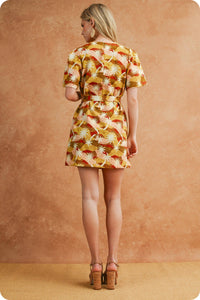 Sunburst Belted Mini Dress - Multi-Hand In Pocket