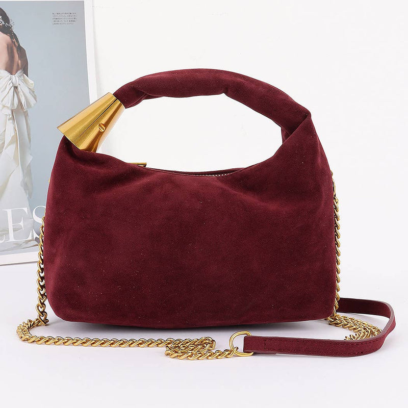 Boston Suede Crossbody bag: Wine-Hand In Pocket