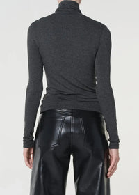 Agolde Pascale Turtleneck - Charcoal Heather-Hand In Pocket
