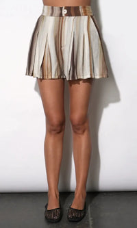 Greylin Valerie Watercolor Shorts - Mustard/Brown-Hand In Pocket