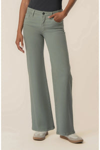 KUT Maya High Rise Fab Ab Wide Leg Regular Hem - Sea Star Teal-Hand In Pocket