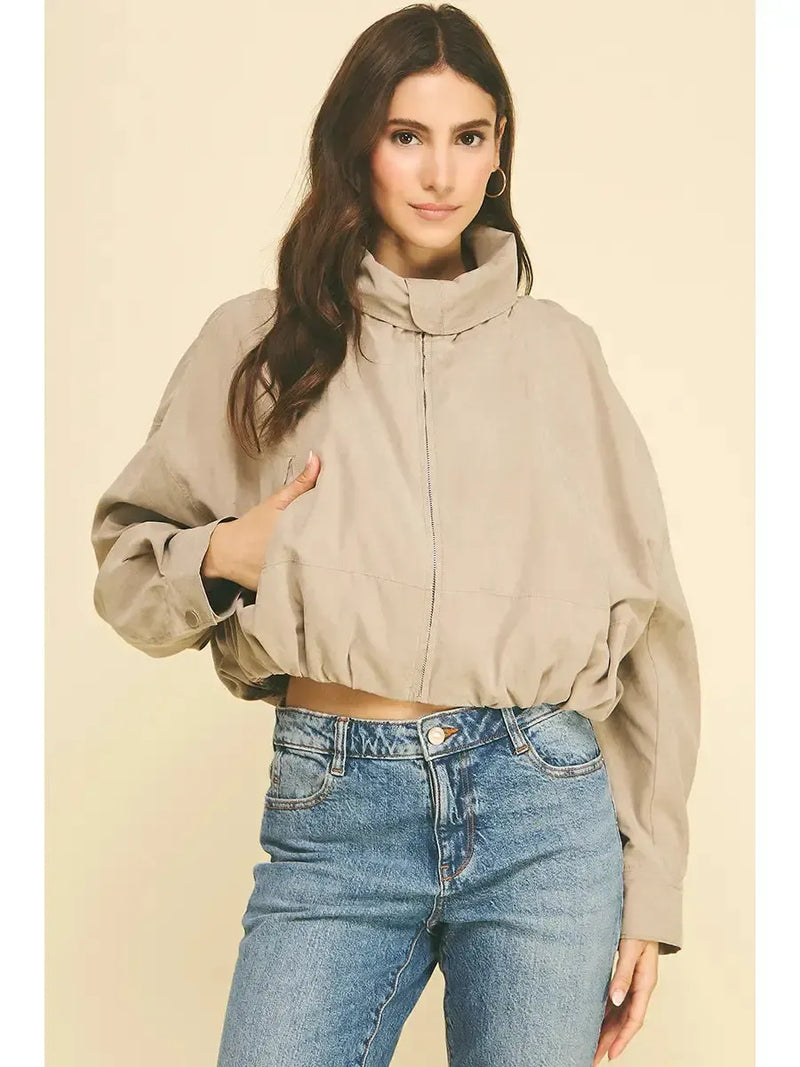 Clara Jacket - Khaki-Hand In Pocket