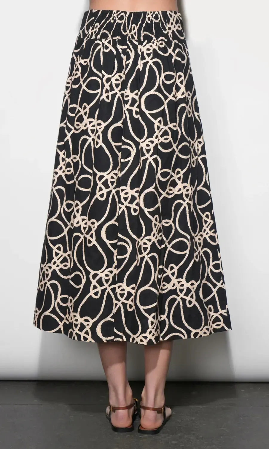 Greylin Sailor Pleat Midi Skirt - Black-Hand In Pocket