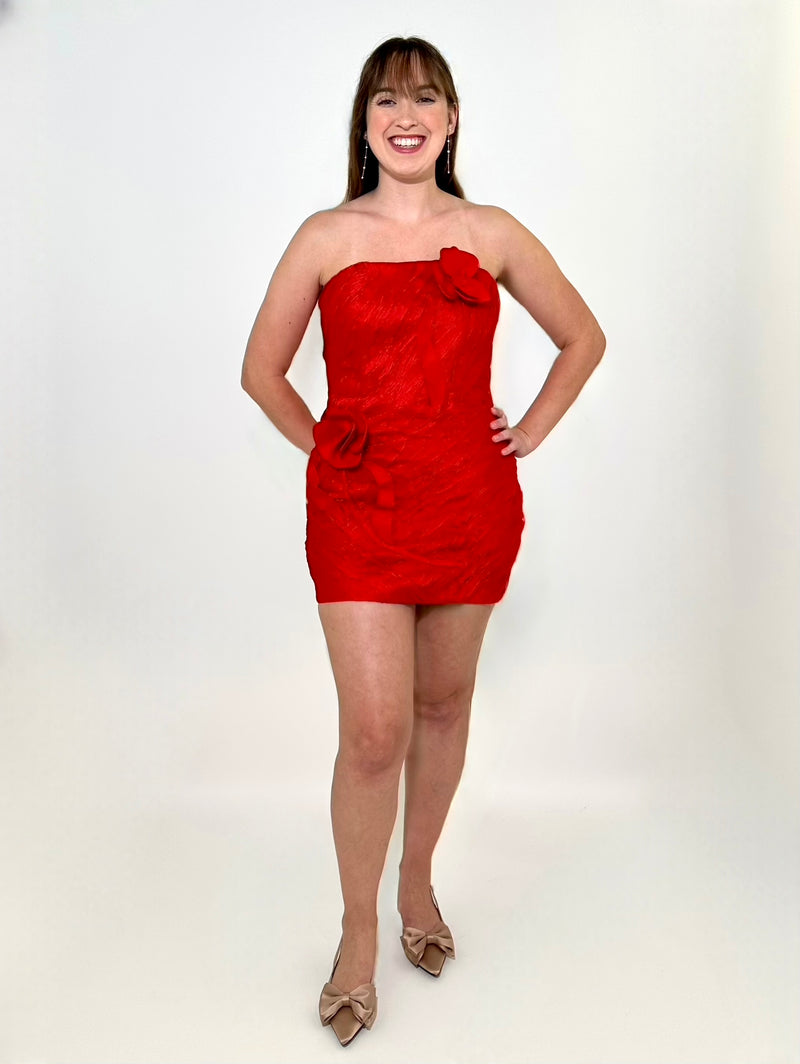 Ciebon Emmy 3D Floral Mini Dress - Red-Hand In Pocket