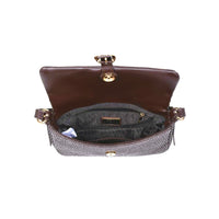 Gloria - Straw Crossbody: Chocolate-Hand In Pocket