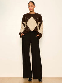 Sanctuary Argyle Crew Sweater - Espresso Martini Argyle