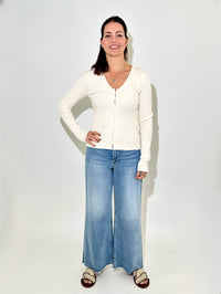 Bobi V Neck Cardigan - Linen-Hand In Pocket