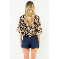 THML Lennon Top - Brown Multi-Hand In Pocket