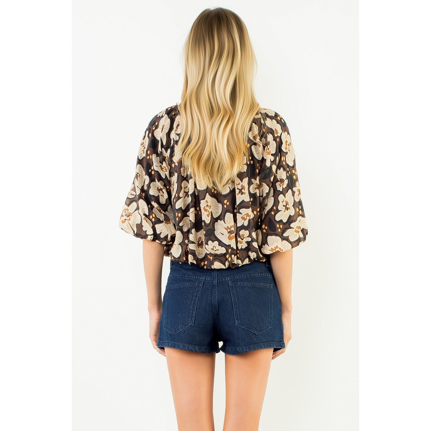 THML Lennon Top - Brown Multi-Hand In Pocket