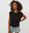 Michael Stars Luca Bubble Tee- Black-Hand In Pocket