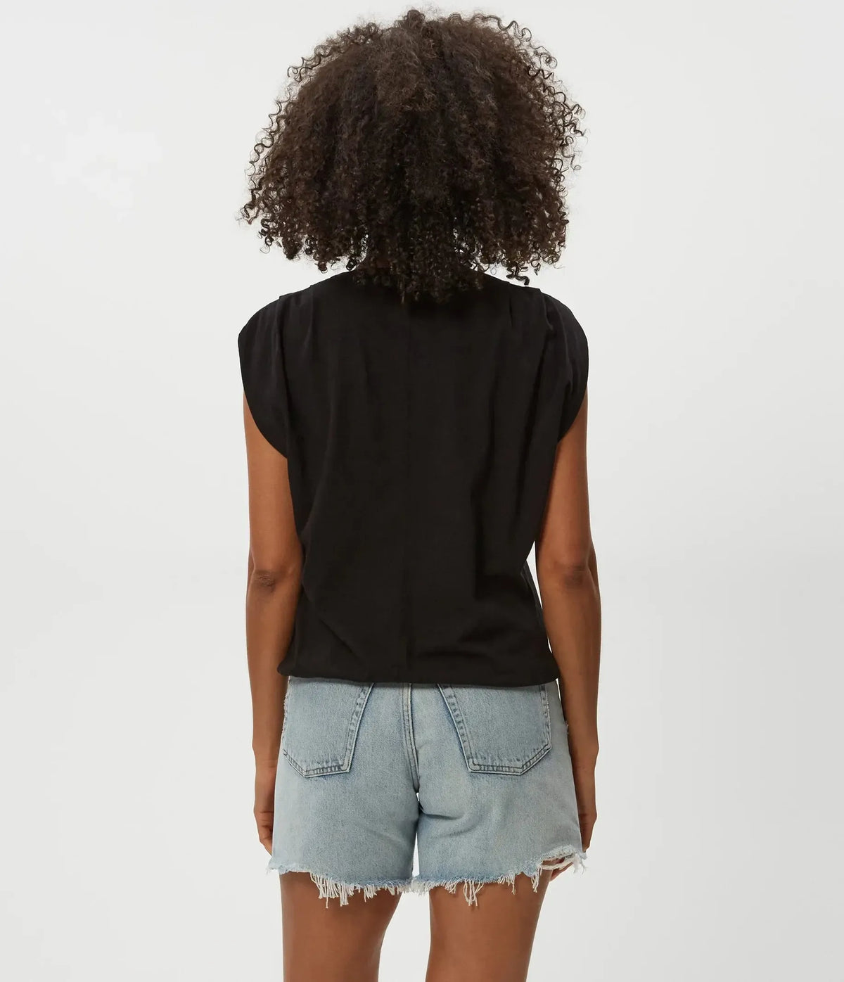 Michael Stars Luca Bubble Tee- Black-Hand In Pocket