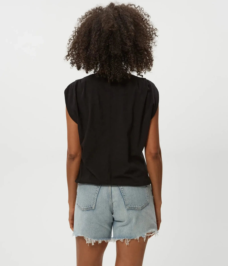 Michael Stars Luca Bubble Tee- Black-Hand In Pocket