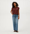Michael Stars Luca Bubble Tee- Espresso-Hand In Pocket