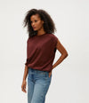 Michael Stars Luca Bubble Tee- Espresso-Hand In Pocket
