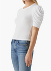Andrea Pleated Sleeve Crop Top - White-***FINAL SALE***-Hand In Pocket