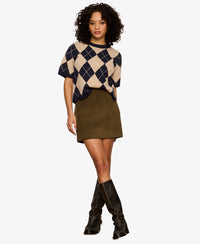 Sanctuary All In Suede Mini Skirt - Light Kalamata-Hand In Pocket