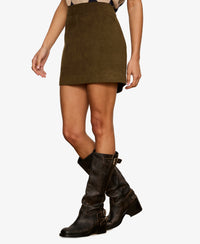 Sanctuary All In Suede Mini Skirt - Light Kalamata-Hand In Pocket