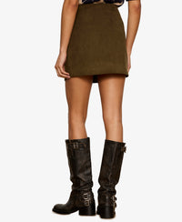 Sanctuary All In Suede Mini Skirt - Light Kalamata-Hand In Pocket