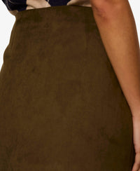 Sanctuary All In Suede Mini Skirt - Light Kalamata-Hand In Pocket