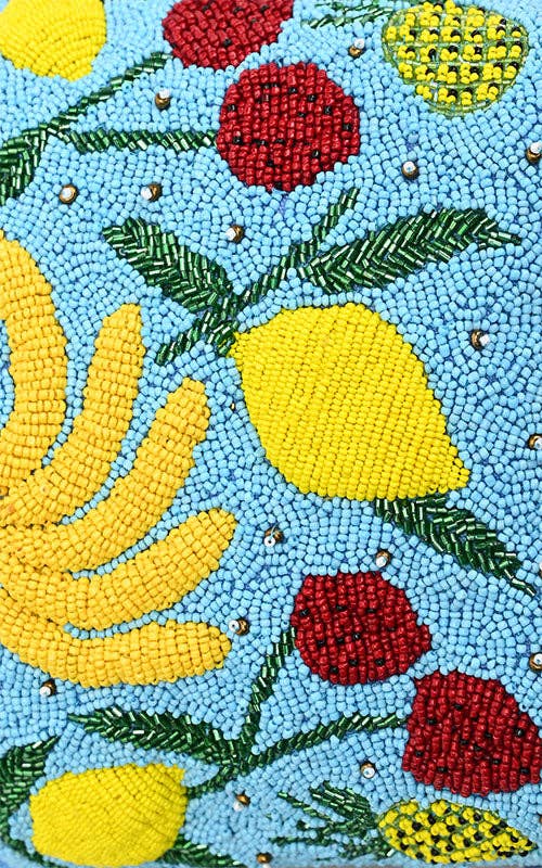 Lush Fruits Beaded Bucket Bag-Hand In Pocket