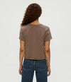 Michael Stars Jackie Raw Edge Tee- Cobblestone-Hand In Pocket
