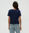 Michael Stars Jackie Raw Edge Tee- Nocturnal-Hand In Pocket