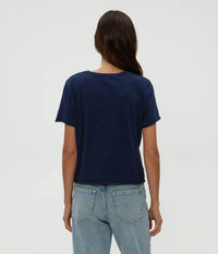 Michael Stars Jackie Raw Edge Tee- Nocturnal-Hand In Pocket