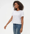 Michael Stars Jackie Raw Edge Tee- White-Hand In Pocket