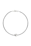 Polished Pebble Leather Pendant Necklace: Rhodium Plated / One Size-Hand In Pocket