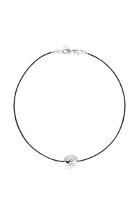 Polished Pebble Leather Pendant Necklace: Rhodium Plated / One Size-Hand In Pocket