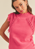 London Fringed Pullover- Fuschia ***FINAL SALE***-Hand In Pocket