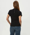 Michael Stars Lara Ribbed Mock Neck Top - Black