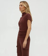 Michael Stars Lara Ribbed Mock Neck Top - Espresso