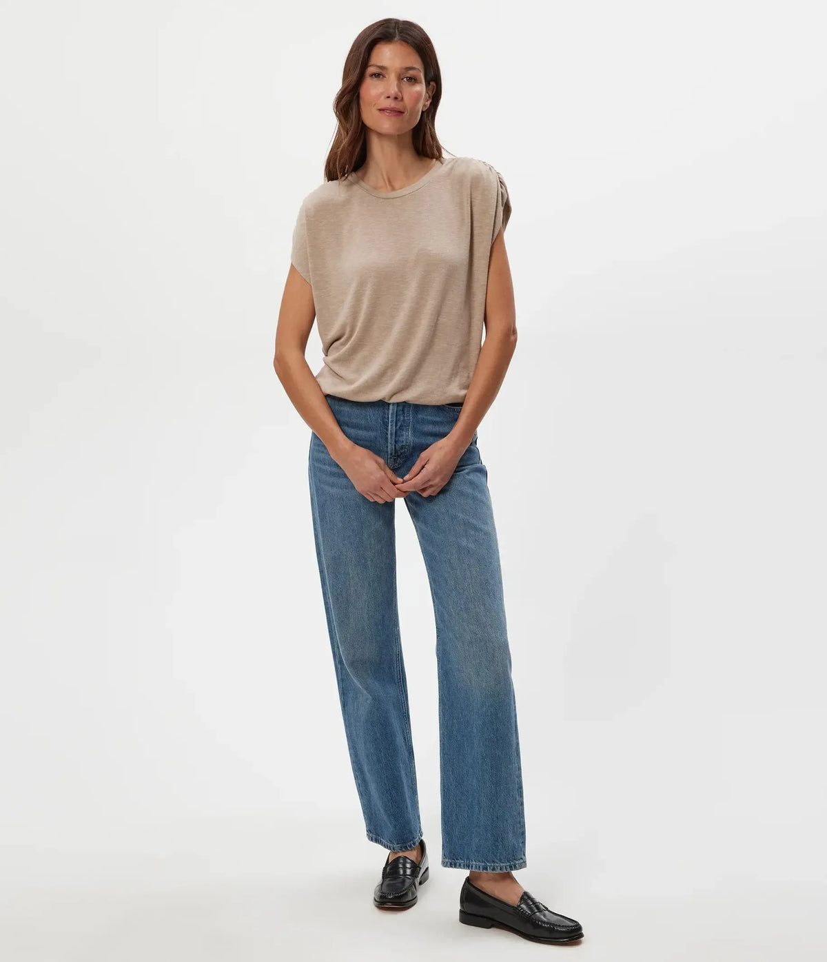 Michael Stars Sharon Top- Macadamia-Hand In Pocket