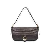 Gloria - Straw Crossbody: Chocolate-Hand In Pocket