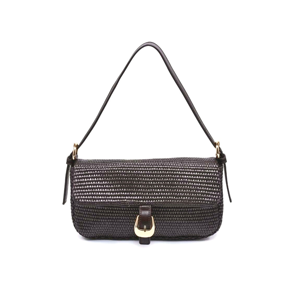 Gloria - Straw Crossbody: Chocolate-Hand In Pocket