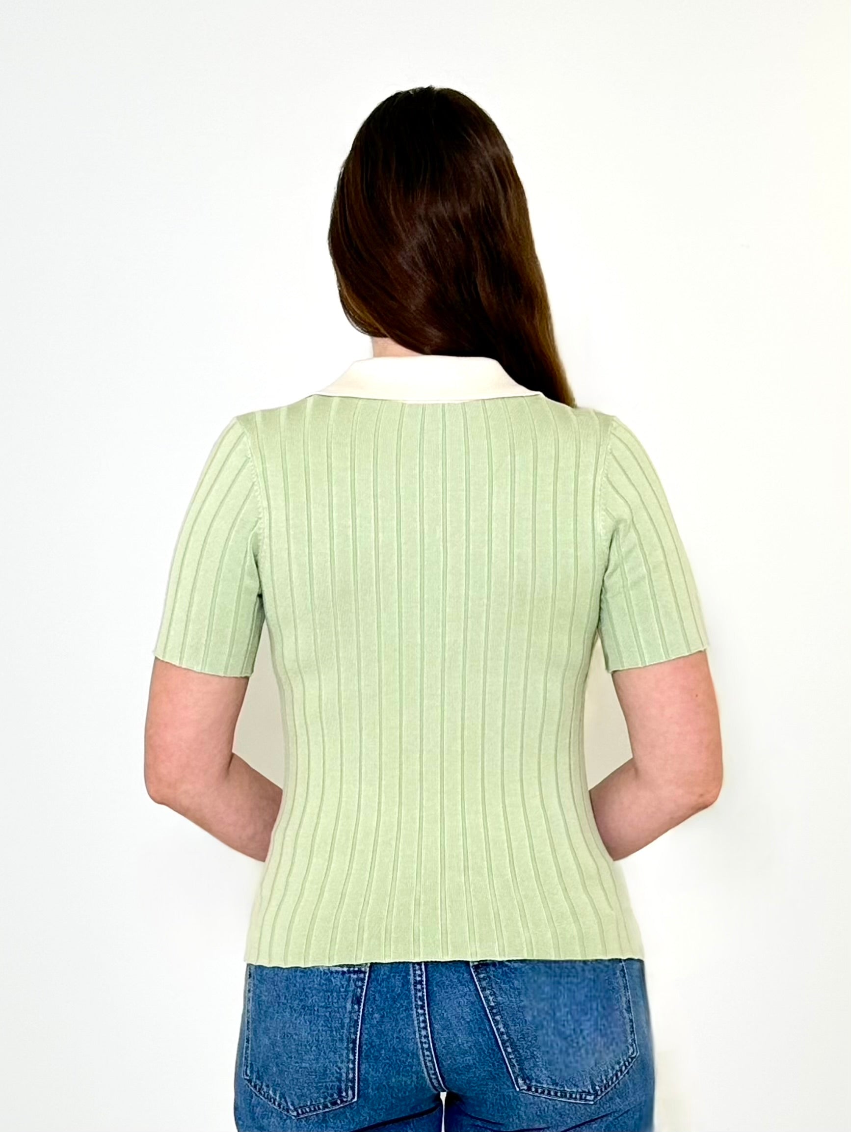 Lucy Paris Smith Polo Top - Sage-Hand In Pocket