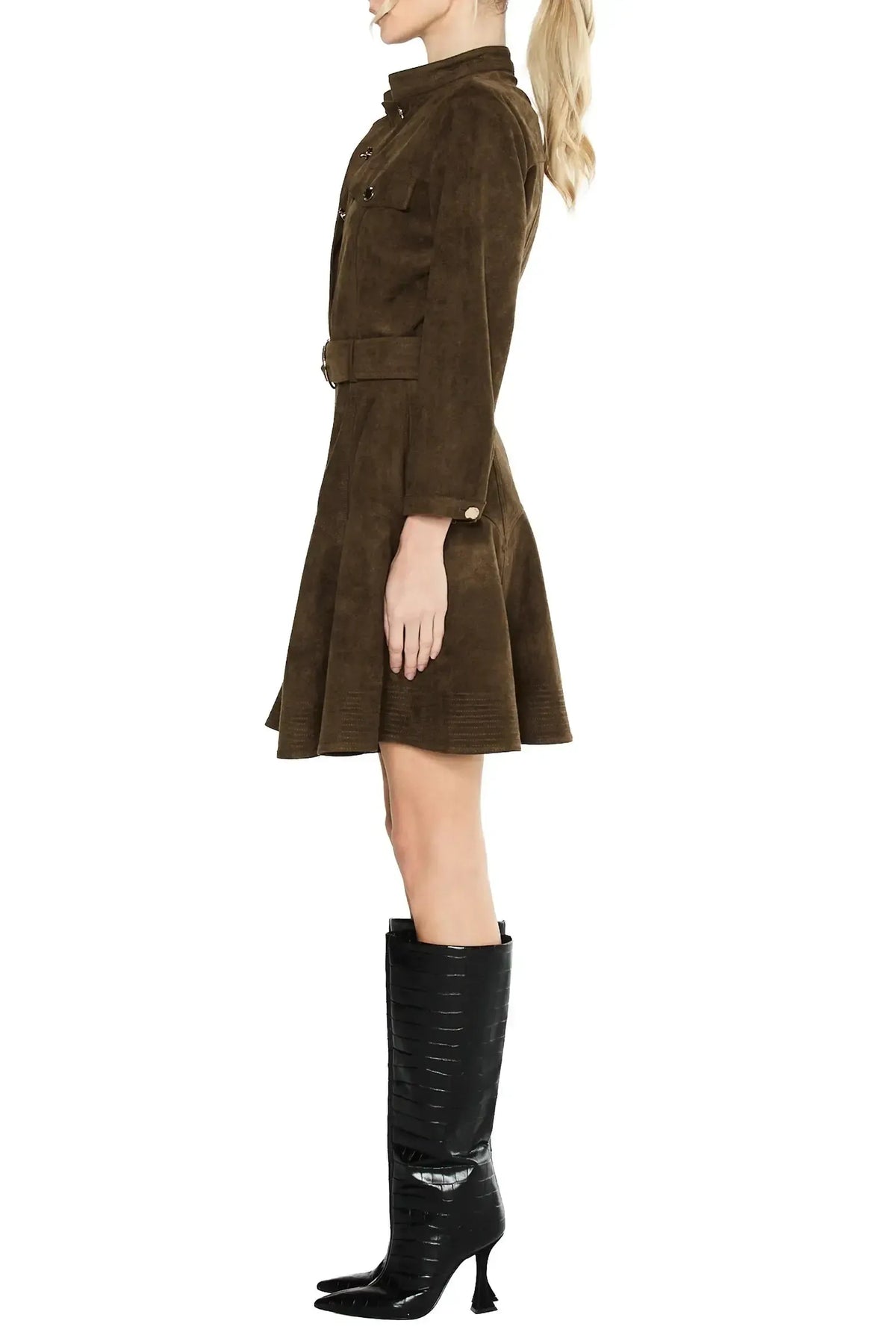Ciebon Kerrie Mini Dress - Olive-Hand In Pocket