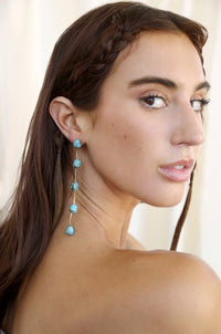 Dripping Turquoise Delicate Drop Earrings: Turquoise with 18k Gold Plating / One Size-Hand In Pocket