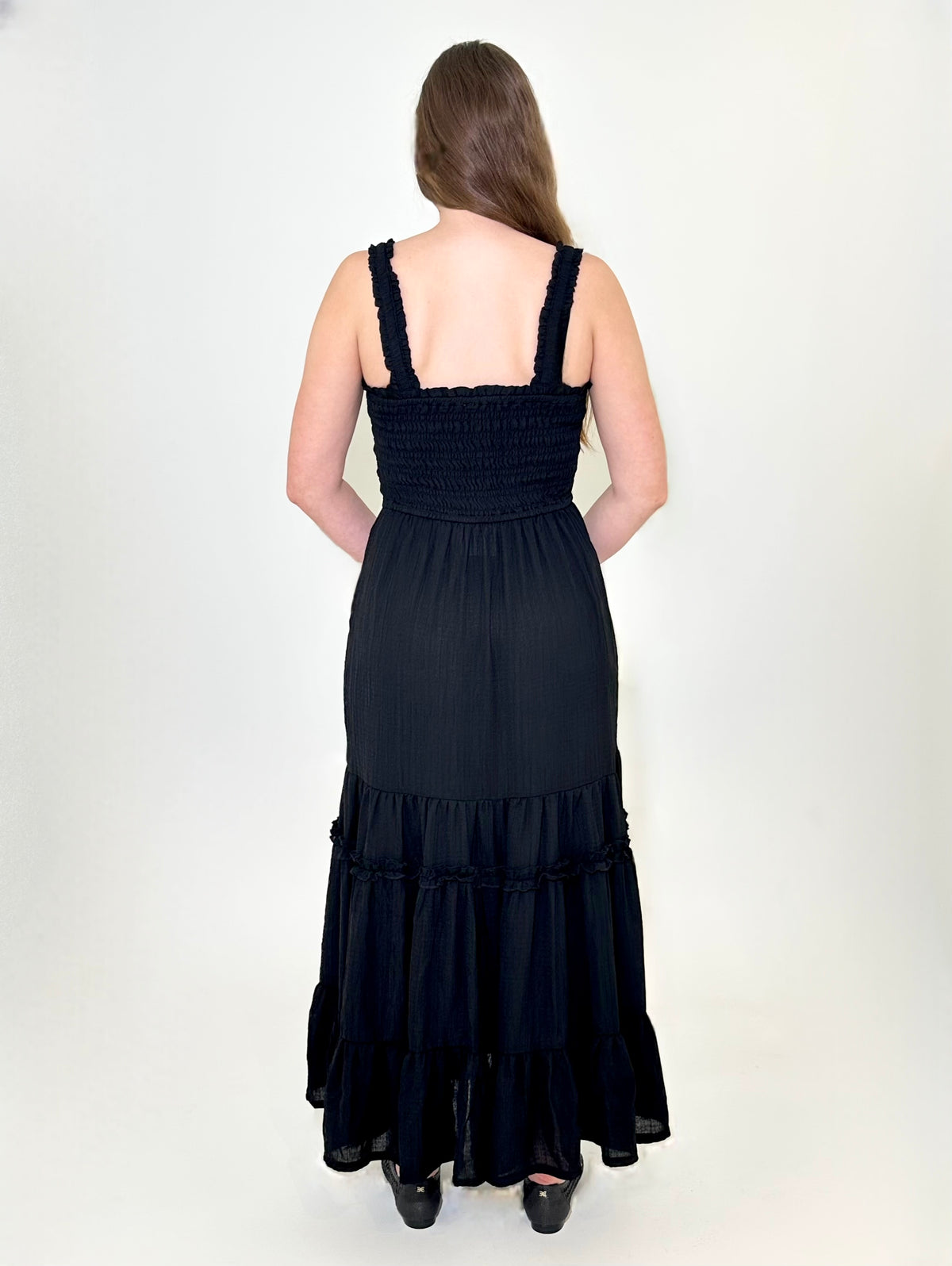 Bobi Tiered Maxi Dress - Black-Hand In Pocket