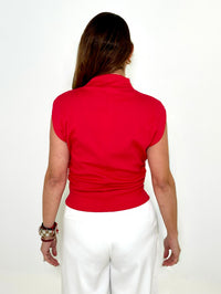 Michael Stars Amara Mock Neck Top - Poppy-Hand In Pocket